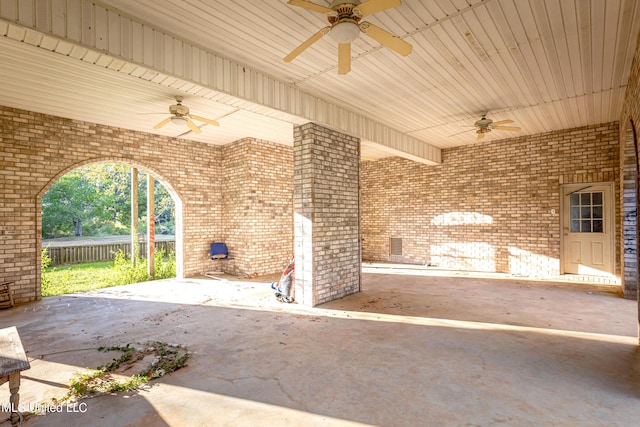view of patio / terrace featuring ceiling fan