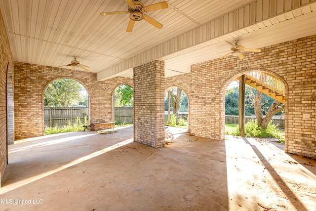 view of patio / terrace featuring ceiling fan