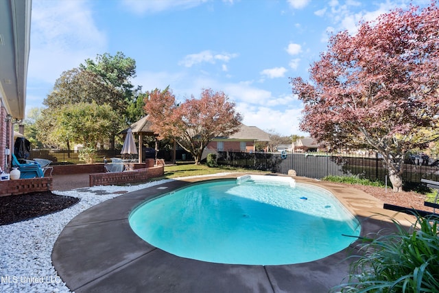 view of swimming pool with a patio