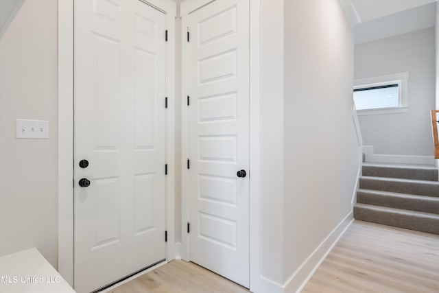 interior space with light hardwood / wood-style flooring