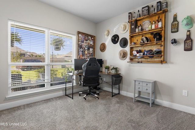 office area with baseboards and carpet