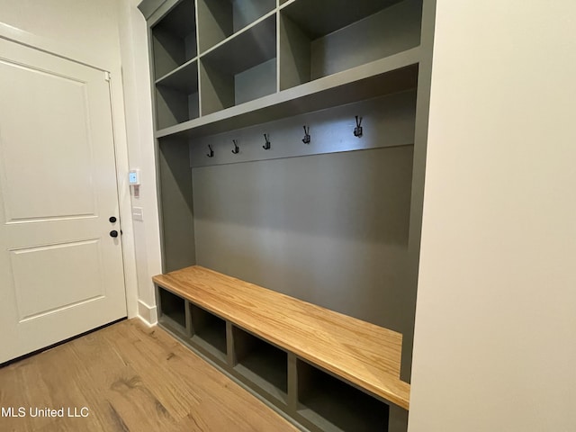 mudroom with light wood-type flooring