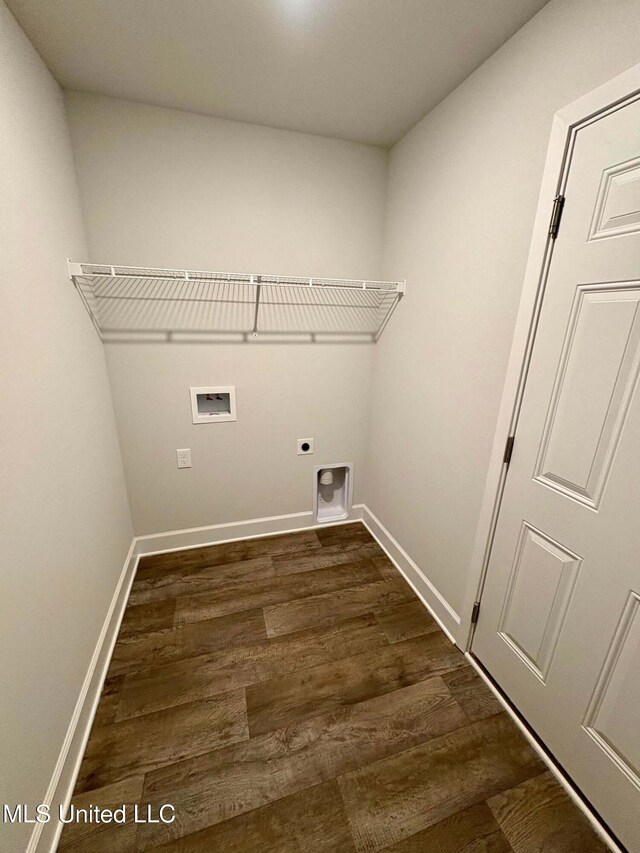 18085 Tiffany Renee Dr, Gulfport, MS 39503 - laundry room with washer hookup, laundry area, electric dryer hookup, baseboards, and dark wood-style floors