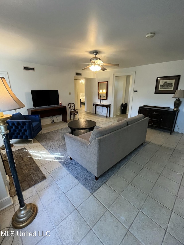 305 N Rankin St, Natchez, MS 39120 - living room featuring tile patterned floors and ceiling fan
