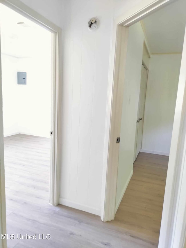 hallway with light wood finished floors