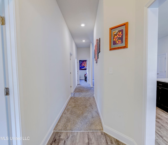 hall featuring light wood-type flooring