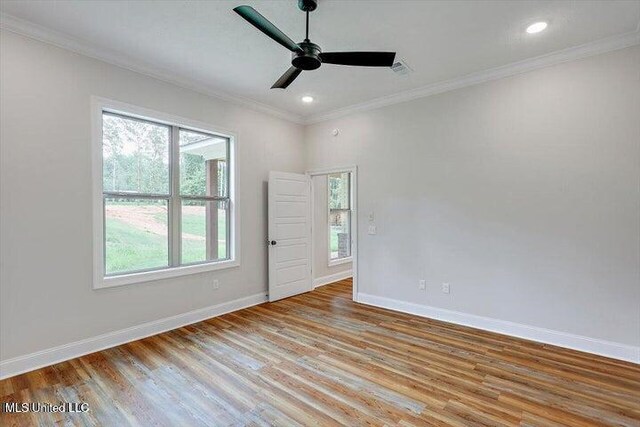 spare room featuring light hardwood / wood-style flooring and plenty of natural light