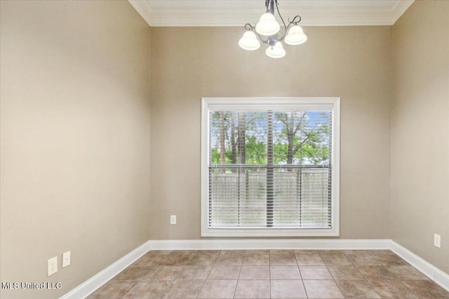 403 Chesney Ct, Madison, MS 39110 - spare room featuring a chandelier, ornamental molding, and baseboards