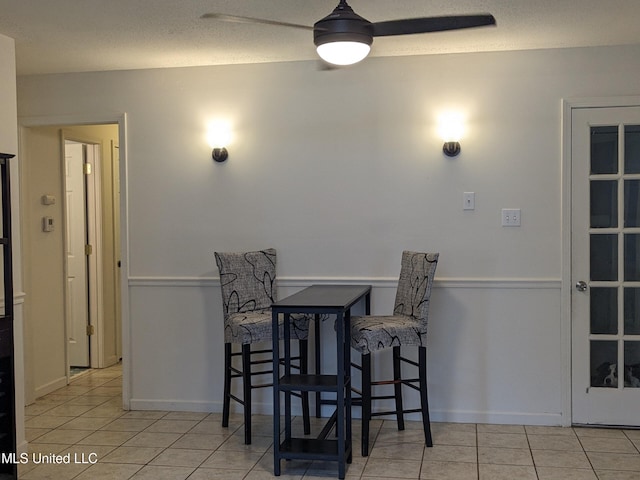 3607 Pentagon Dr, Pascagoula, MS 39581 - tiled dining area with a ceiling fan