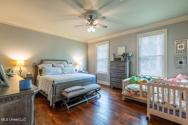 305 Creekbend Rd, Natchez, MS 39120 - bedroom with ornamental molding, hardwood / wood-style floors, and ceiling fan