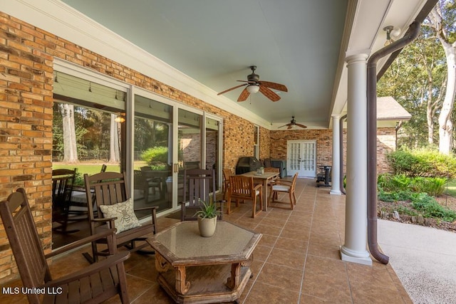 305 Creekbend Rd, Natchez, MS 39120 - view of patio with french doors and ceiling fan
