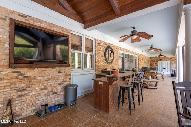 305 Creekbend Rd, Natchez, MS 39120 - view of patio / terrace featuring a ceiling fan and french doors
