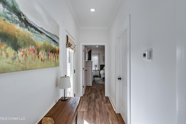 hall featuring dark hardwood / wood-style floors