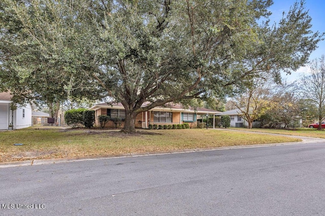 view of front of home featuring a front lawn