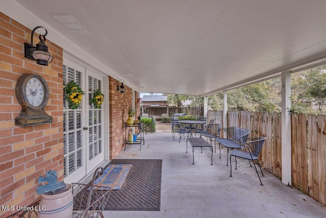 view of patio / terrace featuring french doors