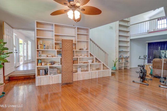 6132 Shawnee St, Kiln, MS 39556 - exercise room featuring wood finished floors and a ceiling fan