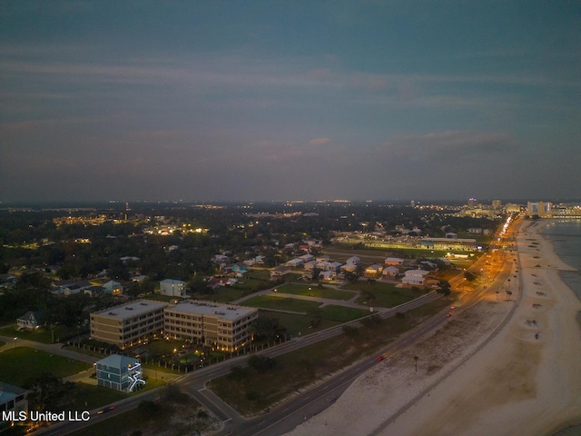 view of aerial view at dusk