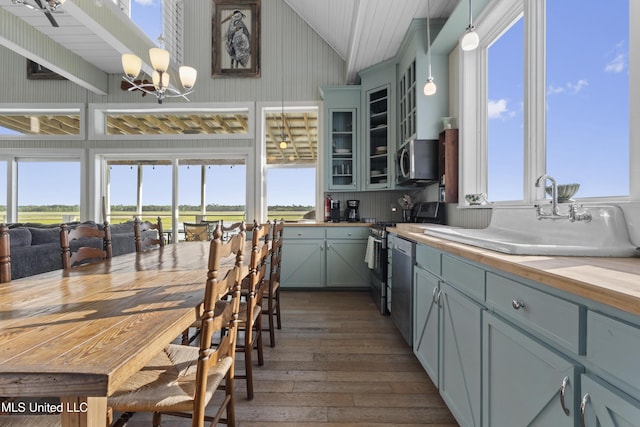 kitchen with appliances with stainless steel finishes, a healthy amount of sunlight, and a sink