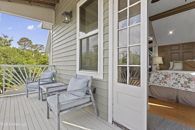 wooden deck featuring a porch