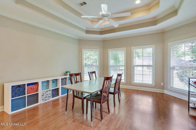 109 Bellemeade Trce, Clinton, MS 39056 - dining room with a raised ceiling, plenty of natural light, crown molding, and a ceiling fan