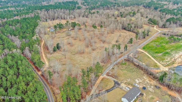 aerial view featuring a rural view