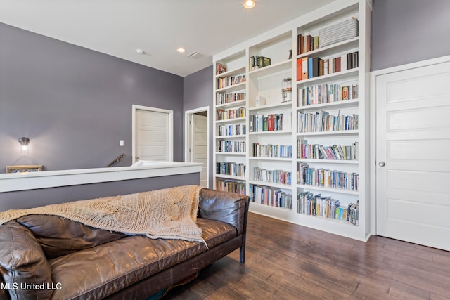 living area featuring dark hardwood / wood-style flooring