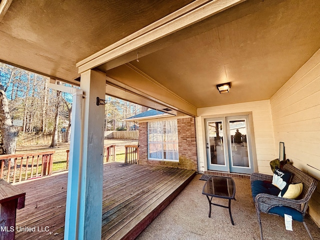 deck with fence and french doors