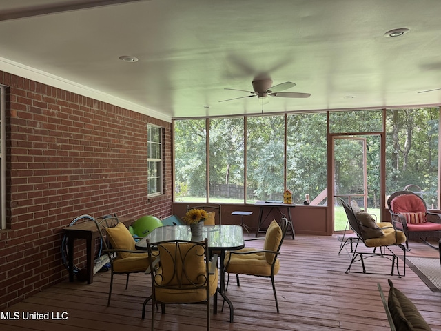 2610 Dickens Place Dr, Southaven, MS 38671 - sunroom / solarium with a ceiling fan, outdoor dining space, and plenty of natural light