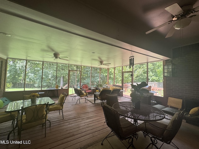 2610 Dickens Place Dr, Southaven, MS 38671 - sunroom with ceiling fan, outdoor dining area, and an outdoor living space