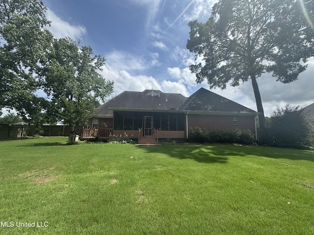 2610 Dickens Place Dr, Southaven, MS 38671 - back of house with a sunroom and a wooden deck