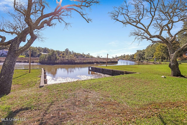 exterior space featuring a water view