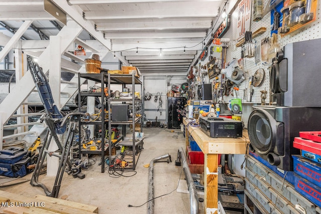 interior space with a workshop area