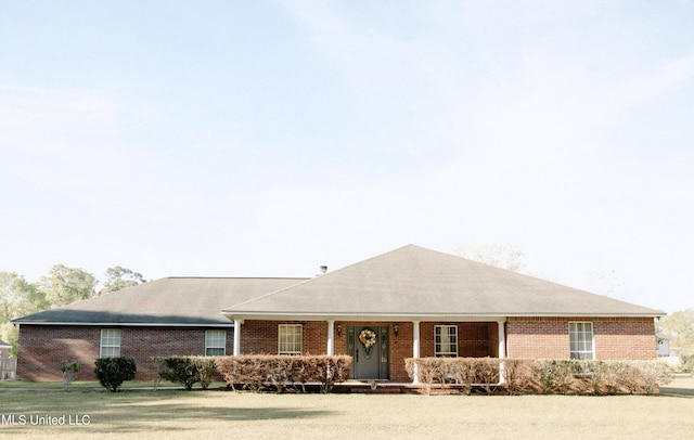 2208 Highland Dr, Gautier, MS 39553 - ranch-style house featuring covered porch and brick siding