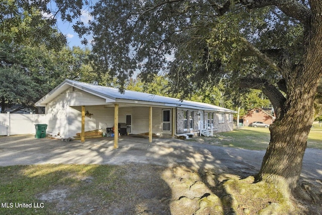 view of single story home