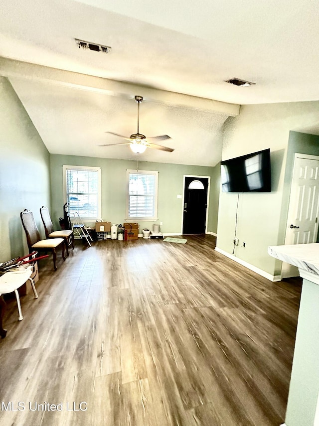 909 Orange St, Ocean Springs, MS 39564 - living room with wood finished floors, baseboards, and a ceiling fan