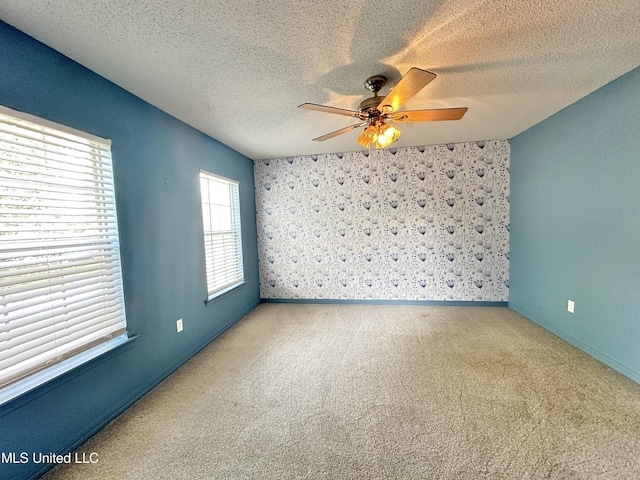 7809 Clamshell Ave, Ocean Springs, MS 39564 - carpeted spare room with a ceiling fan and a textured ceiling