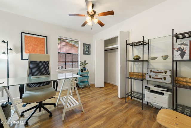 1215 23rd St, Gulfport, MS 39501 - office space with a ceiling fan and wood finished floors
