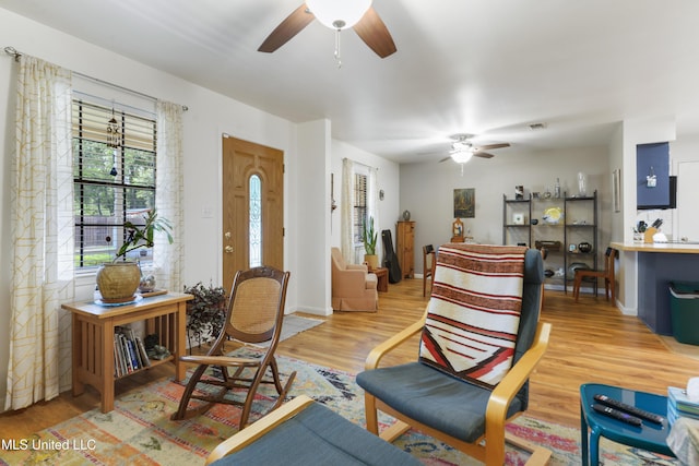 1215 23rd St, Gulfport, MS 39501 - living area featuring ceiling fan and light wood-style floors