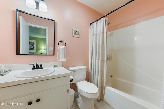 1215 23rd St, Gulfport, MS 39501 - bathroom featuring vanity, shower / bath combo with shower curtain, and tile patterned flooring