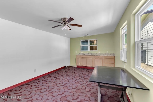 2085 Pat Ln, Biloxi, MS 39531 - office area with ceiling fan, baseboards, and dark colored carpet