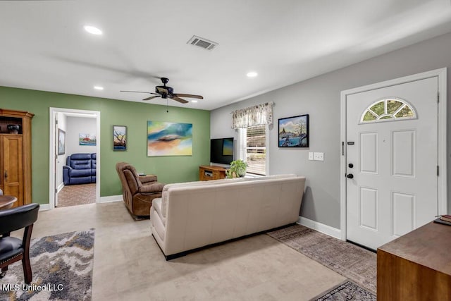 2085 Pat Ln, Biloxi, MS 39531 - living area with recessed lighting, a ceiling fan, and baseboards