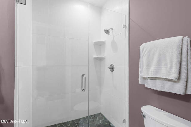 bathroom featuring toilet and walk in shower