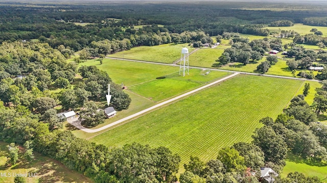 aerial view featuring a rural view