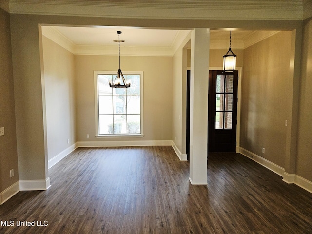 119 Hemlock Ln, Madison, MS 39110 - foyer featuring healthy amount of natural light, dark wood-style floors, a chandelier, and crown molding