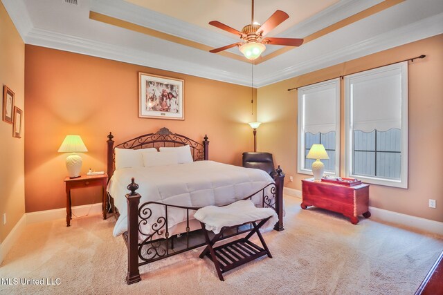 3 Rue Orleans Ct, Long Beach, MS 39560 - bedroom featuring carpet floors, crown molding, a ceiling fan, baseboards, and recessed lighting