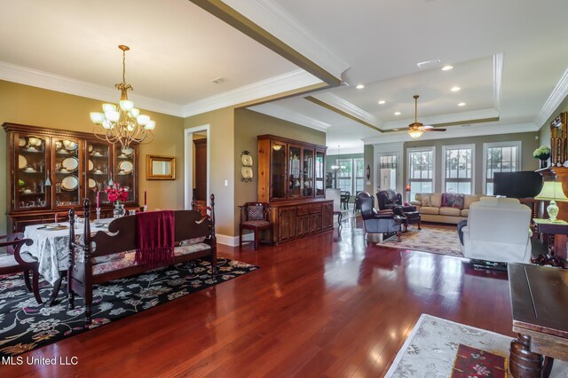 3 Rue Orleans Ct, Long Beach, MS 39560 - dining space with a chandelier, wood finished floors, baseboards, and crown molding