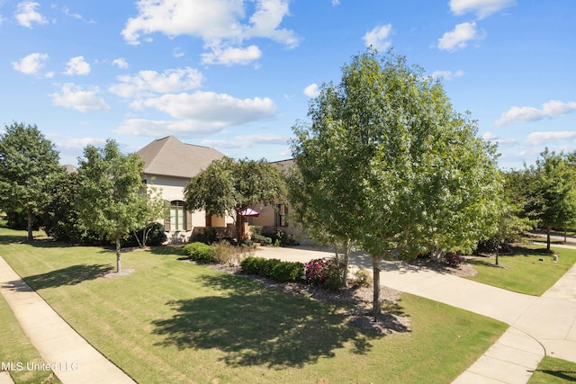 view of front facade featuring a front yard