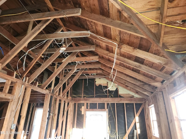 misc room featuring vaulted ceiling