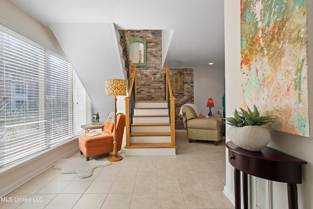 sitting room featuring light tile patterned flooring