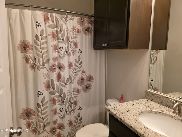 45 Carlsbad, Hattiesburg, MS 39402 - bathroom with toilet, a shower with shower curtain, and vanity